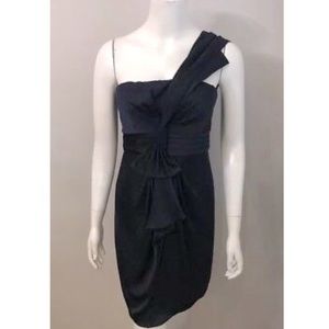 💜BCBG Maxazria One Shoulder Bow Cocktail Dress